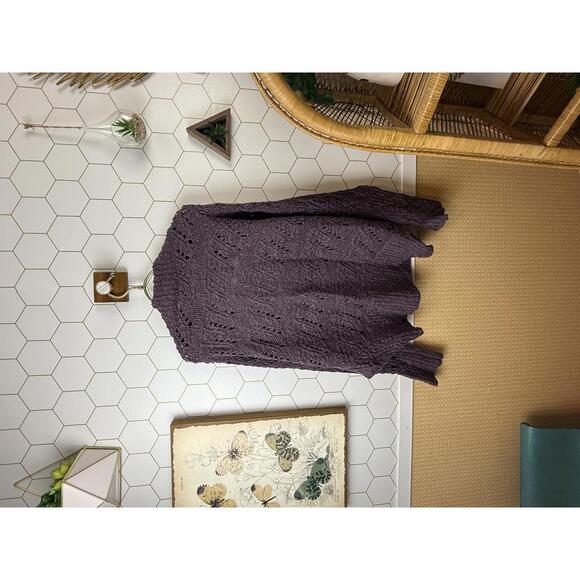 Moth by Anthropologie Purple Open-Front Knit Cardigan Sweater - Size - Small - Picture 3 of 5